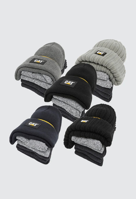 Cat Logo Knit Beanie/5 Sock Bundle